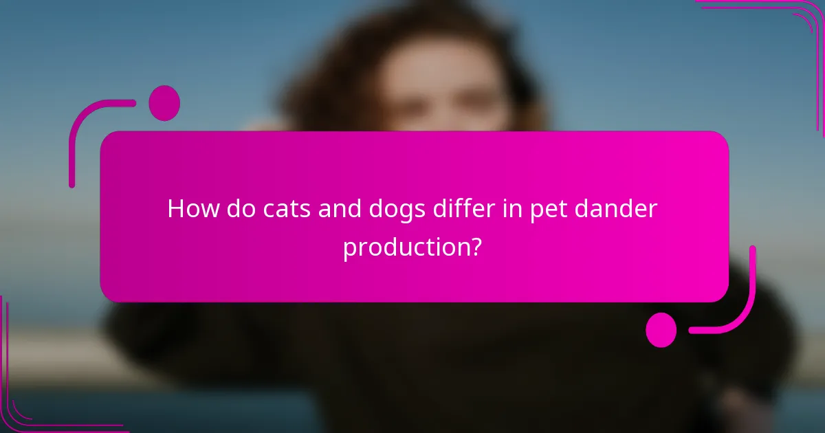 How do cats and dogs differ in pet dander production?