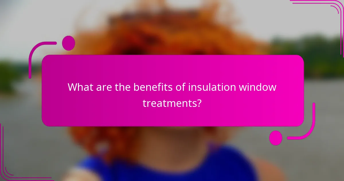 What are the benefits of insulation window treatments?